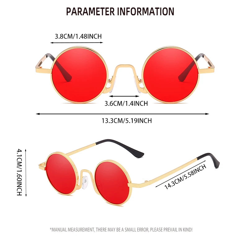 Retro Round Sunglasses – Hippie Circular Metal Glasses With UV Protection Eyewear - ZOOMNSTORE