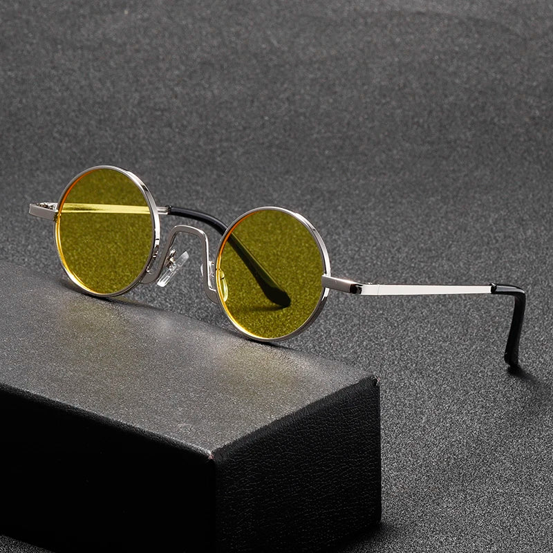 Retro Round Sunglasses – Hippie Circular Metal Glasses With UV Protection Eyewear - ZOOMNSTORE