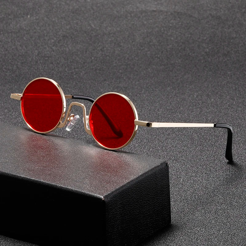 Retro Round Sunglasses – Hippie Circular Metal Glasses With UV Protection Eyewear - ZOOMNSTORE