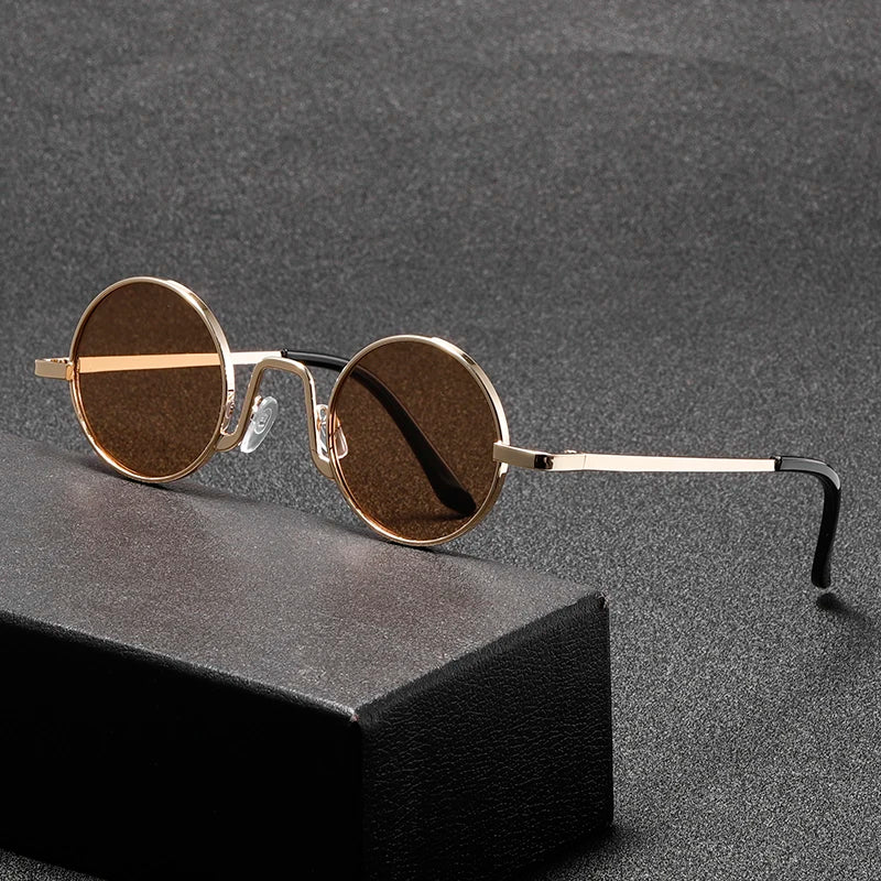 Retro Round Sunglasses – Hippie Circular Metal Glasses With UV Protection Eyewear - ZOOMNSTORE