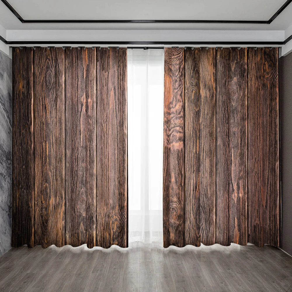 Retro Screen Curtain - Polyester Curtain Panels With Geometric Pattern For Home Window - ZOOMNSTORE