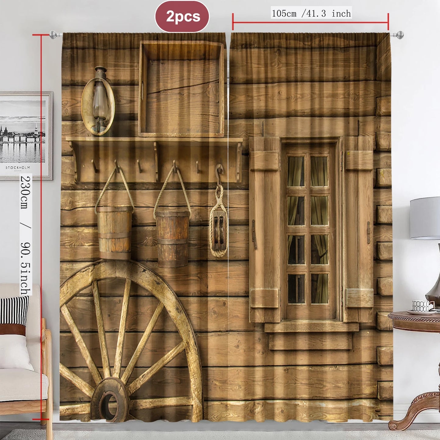 Retro Screen Curtain - Polyester Curtain Panels With Geometric Pattern For Home Window - ZOOMNSTORE