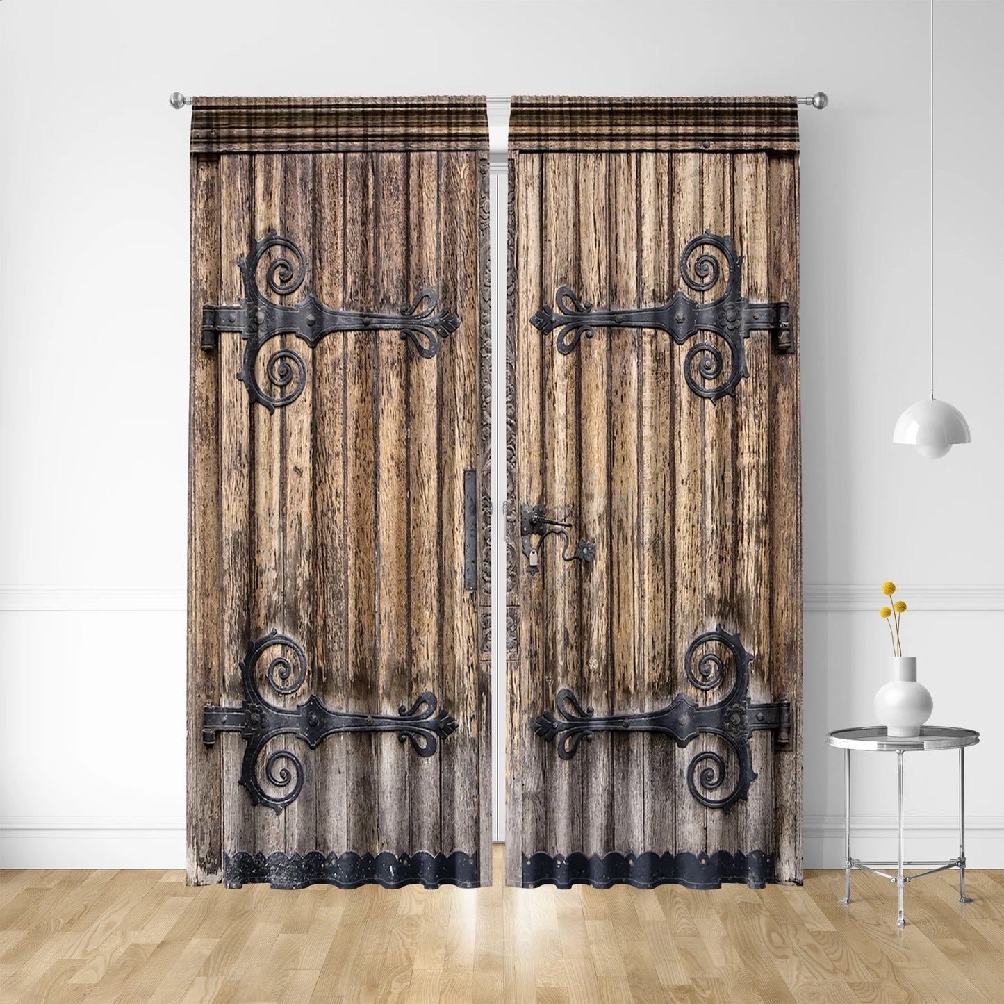 Retro Screen Curtain - Polyester Curtain Panels With Geometric Pattern For Home Window - ZOOMNSTORE