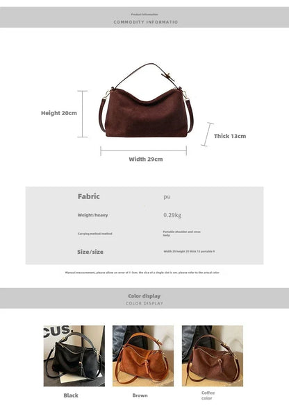 Retro Shoulder Bag – Women's Tote Bag With Large Capacity | Zipper Closure - ZOOMNSTORE
