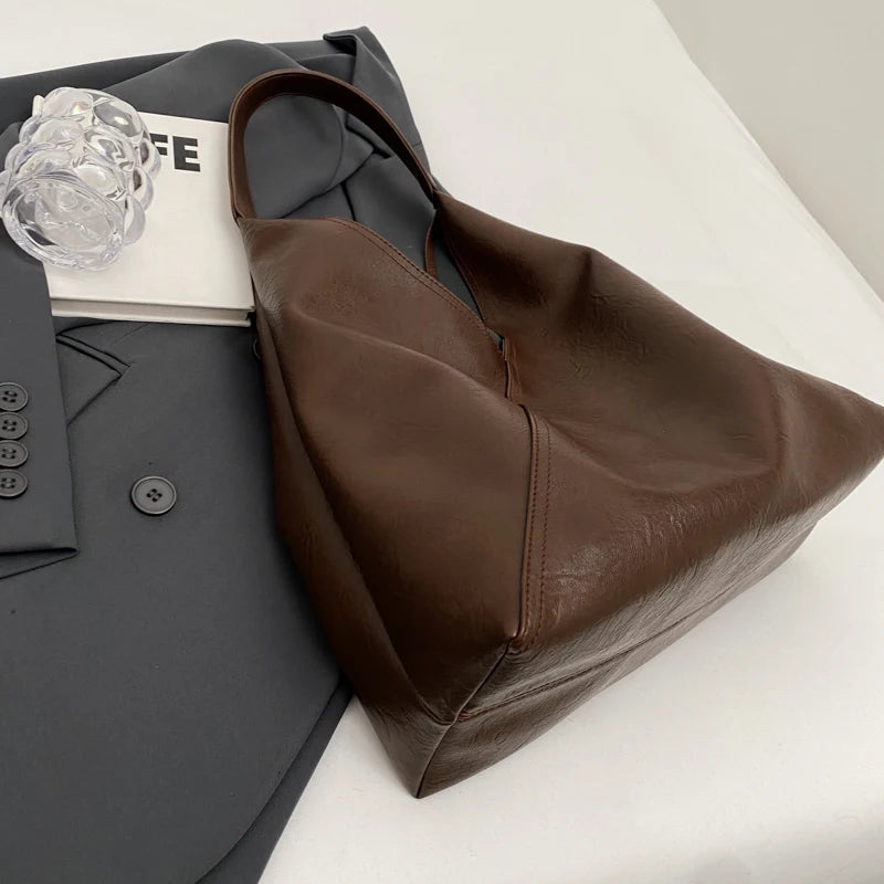 Retro 2-in-1 Shoulder Bag - Large Capacity PU Leather Tote for Women - ZOOMNSTORE