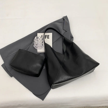 Retro 2-in-1 Shoulder Bag - Large Capacity PU Leather Tote for Women - ZOOMNSTORE