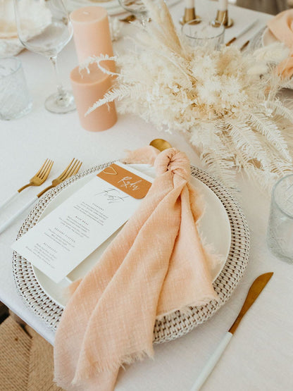 Reusable Cotton Wedding Napkins - 10pcs Green Trim Rustic Party Decor - ZOOMNSTORE