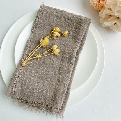 Reusable Cotton Wedding Napkins - 10pcs Green Trim Rustic Party Decor - ZOOMNSTORE