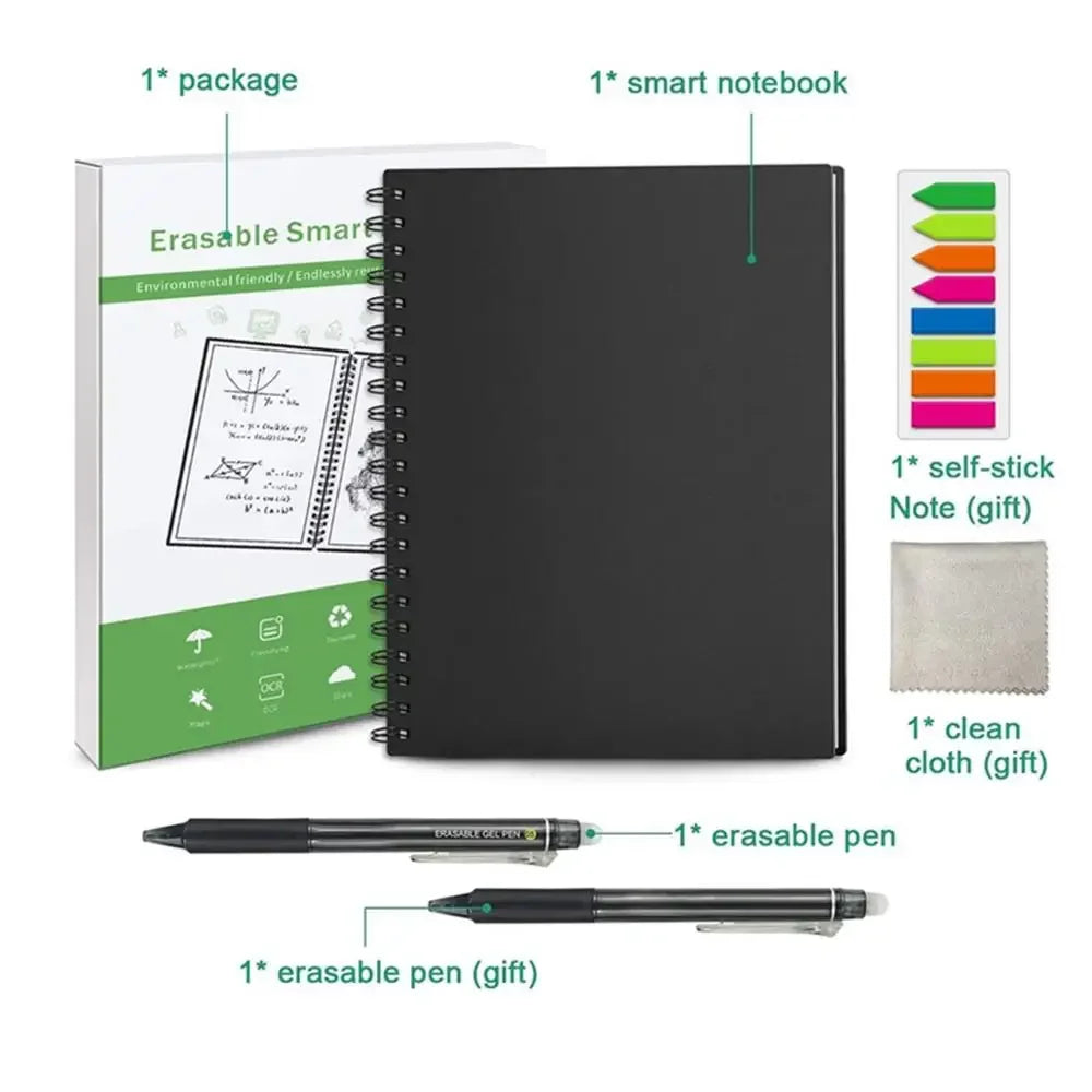Reusable Erasable Notebook | A4 Spiral Smart Notebook With Microwave Heating - ZOOMNSTORE
