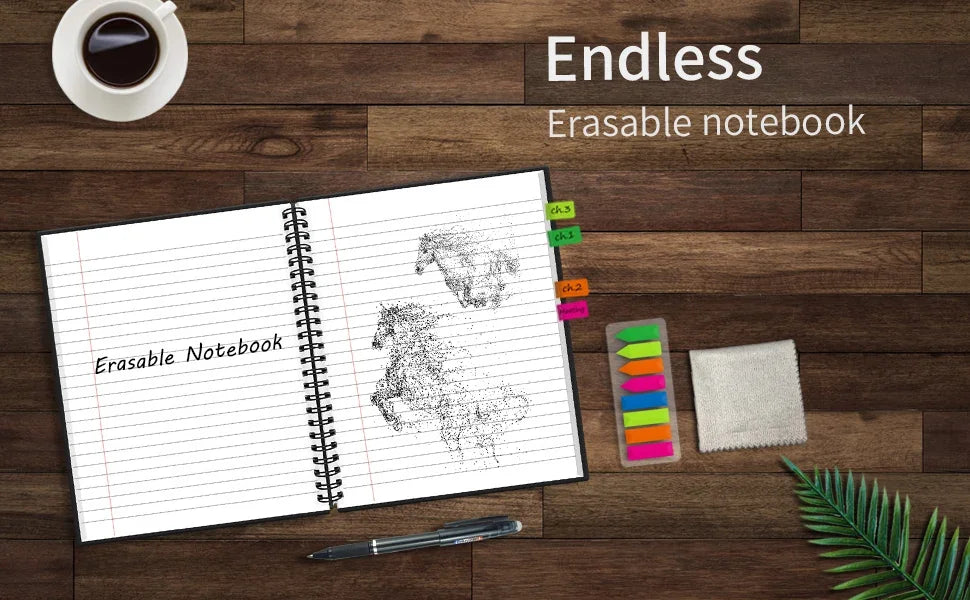 Reusable Erasable Notebook | A4 Spiral Smart Notebook With Microwave Heating - ZOOMNSTORE
