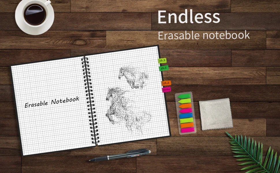 Reusable Erasable Notebook | A4 Spiral Smart Notebook With Microwave Heating - ZOOMNSTORE