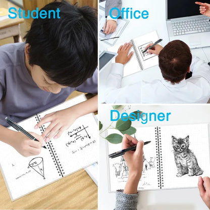 Reusable Erasable Notebook | A4 Spiral Smart Notebook With Microwave Heating - ZOOMNSTORE