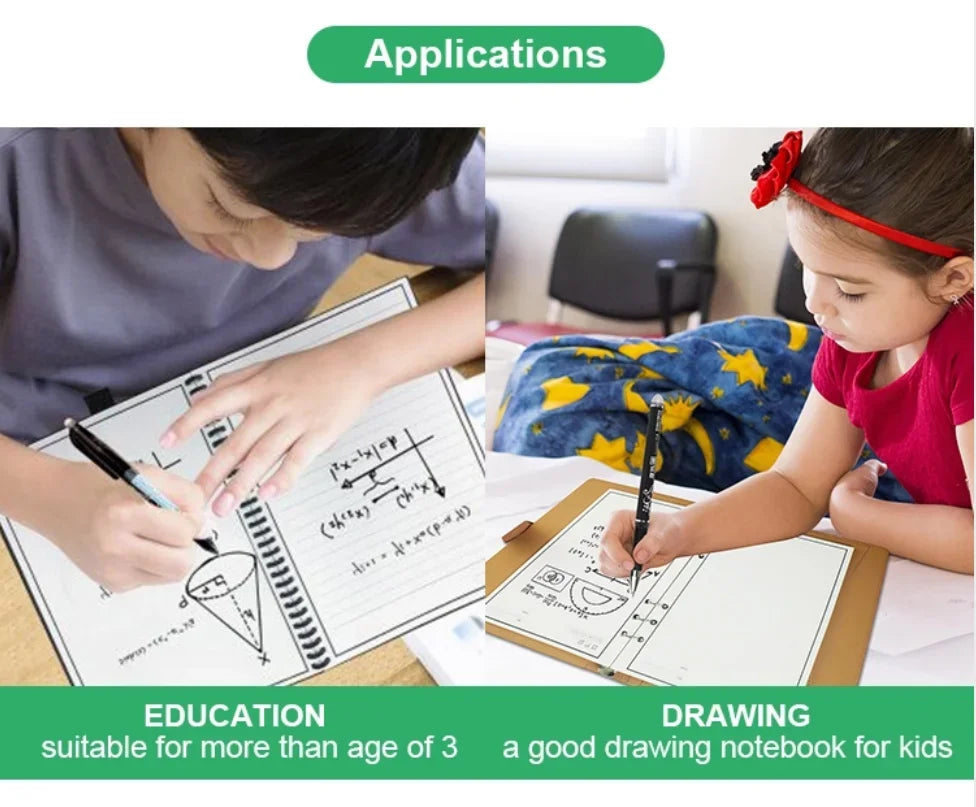 Reusable Erasable Notebook | A4 Spiral Smart Notebook With Microwave Heating - ZOOMNSTORE