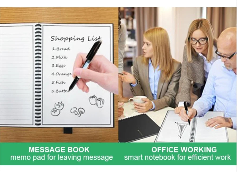 Reusable Erasable Notebook | A4 Spiral Smart Notebook With Microwave Heating - ZOOMNSTORE