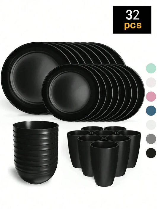 Reusable Plastic Tableware Set - 41624pcs Plates Bowls Cups for Picnics  School Supplies - ZOOMNSTORE