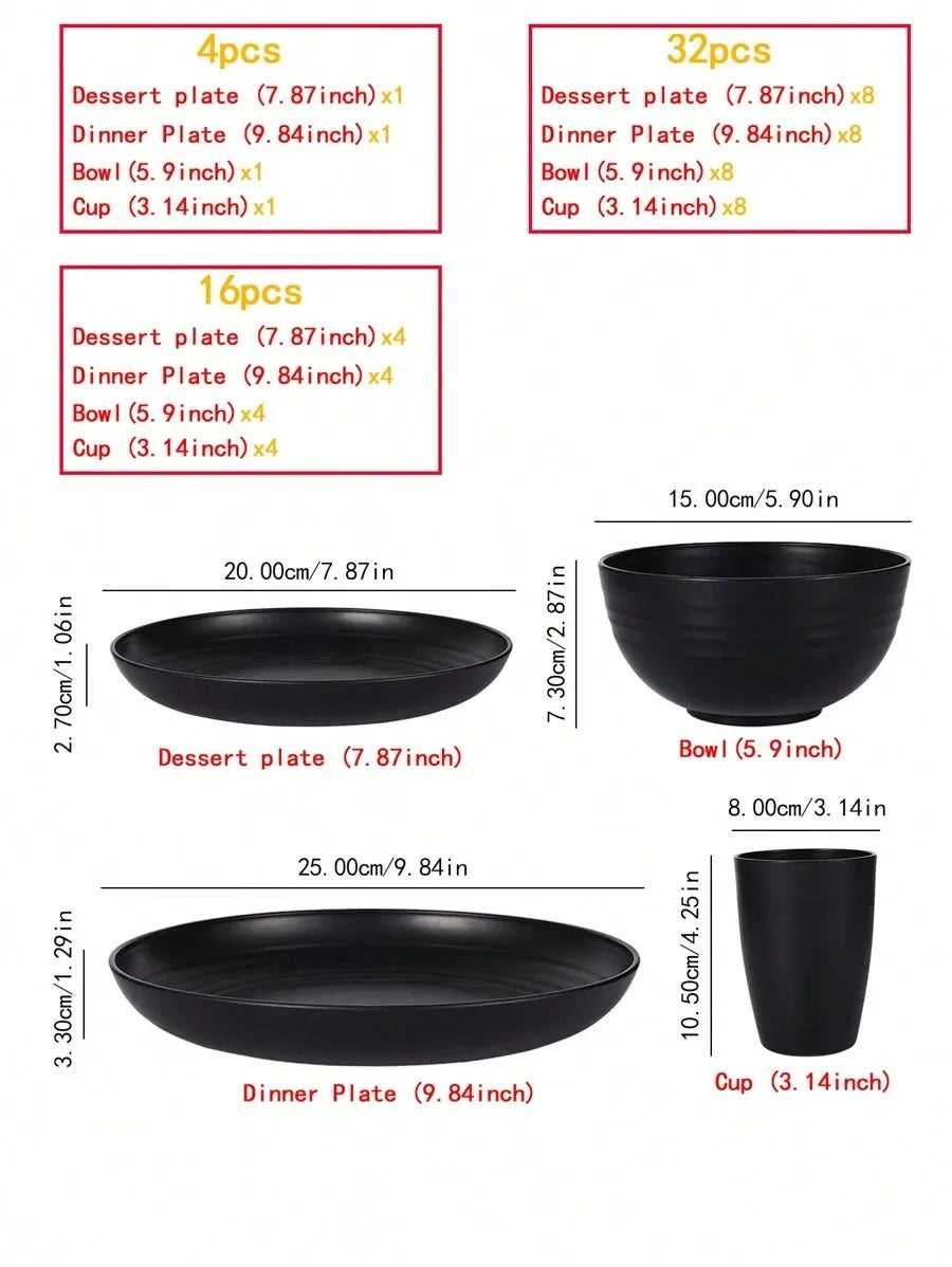 Reusable Plastic Tableware Set - 41624pcs Plates Bowls Cups for Picnics  School Supplies - ZOOMNSTORE