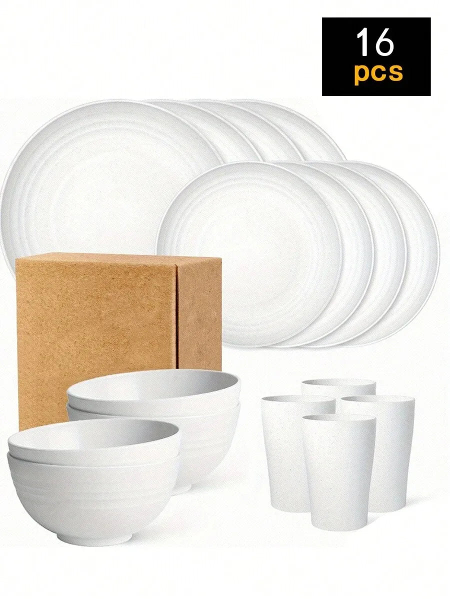 Reusable Plastic Tableware Set - 41624pcs Plates Bowls Cups for Picnics  School Supplies - ZOOMNSTORE