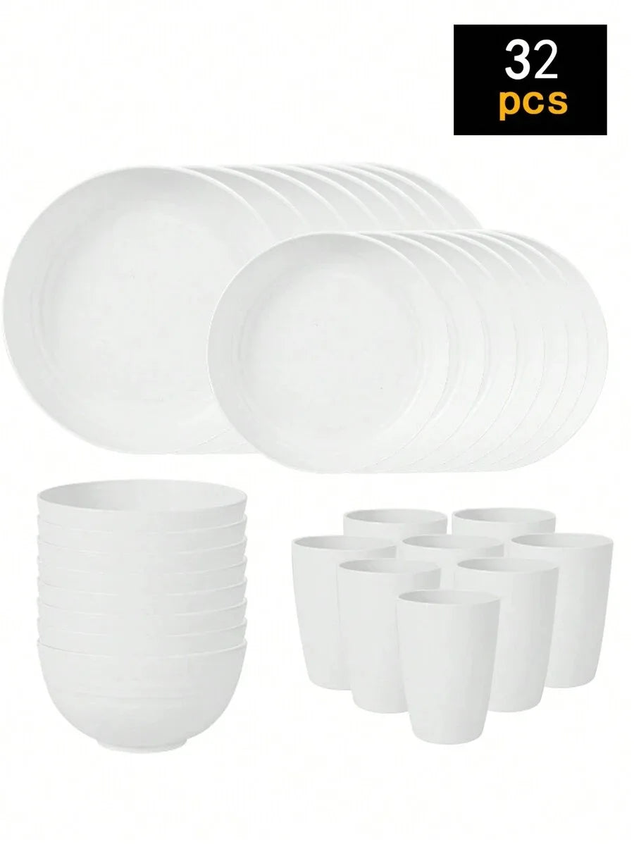 Reusable Plastic Tableware Set - 41624pcs Plates Bowls Cups for Picnics  School Supplies - ZOOMNSTORE