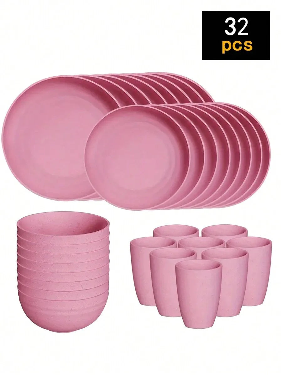 Reusable Plastic Tableware Set - 41624pcs Plates Bowls Cups for Picnics  School Supplies - ZOOMNSTORE