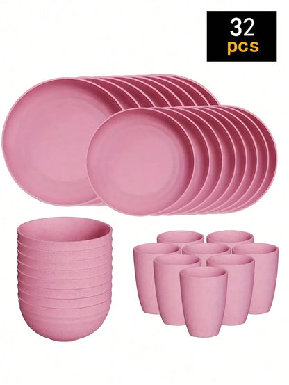 Reusable Plastic Tableware Set - 41624pcs Plates Bowls Cups for Picnics  School Supplies - ZOOMNSTORE