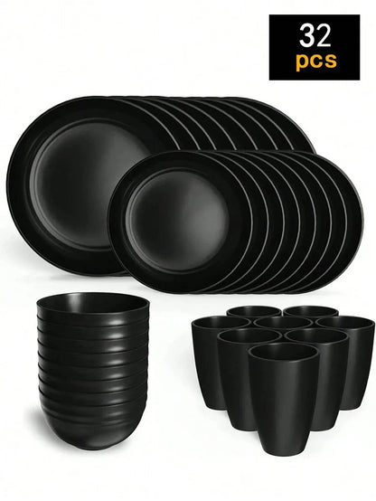 Reusable Plastic Tableware Set - 41624pcs Plates Bowls Cups for Picnics  School Supplies - ZOOMNSTORE