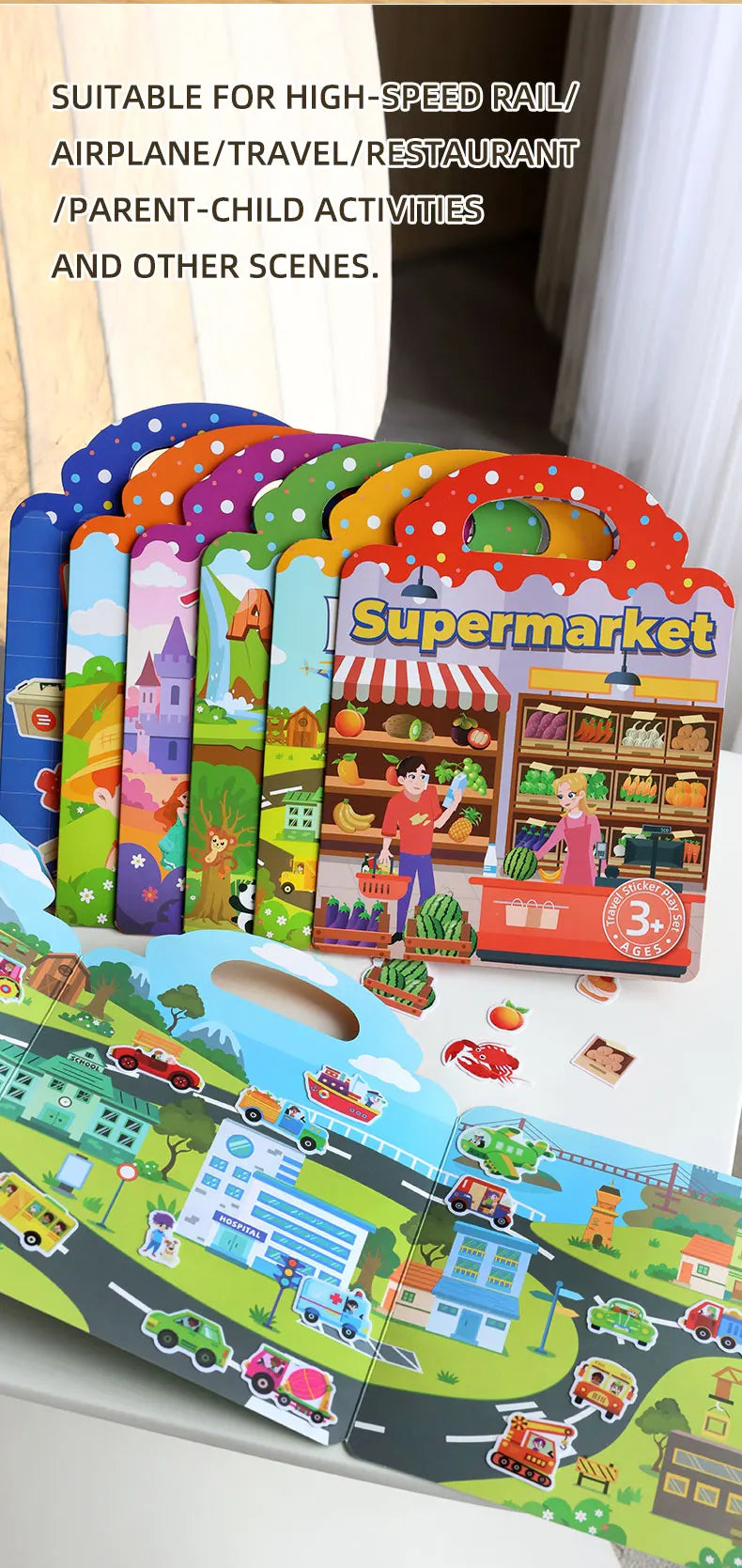 Children's Portable Quiet DIY Reusable Sticker Book Busy Jelly Paste Sticker Multi-scene Bubble Sticker Toys for Fun Learning - ZOOMNSTORE