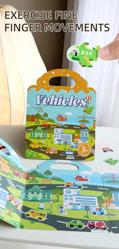 Children's Portable Quiet DIY Reusable Sticker Book Busy Jelly Paste Sticker Multi-scene Bubble Sticker Toys for Fun Learning - ZOOMNSTORE