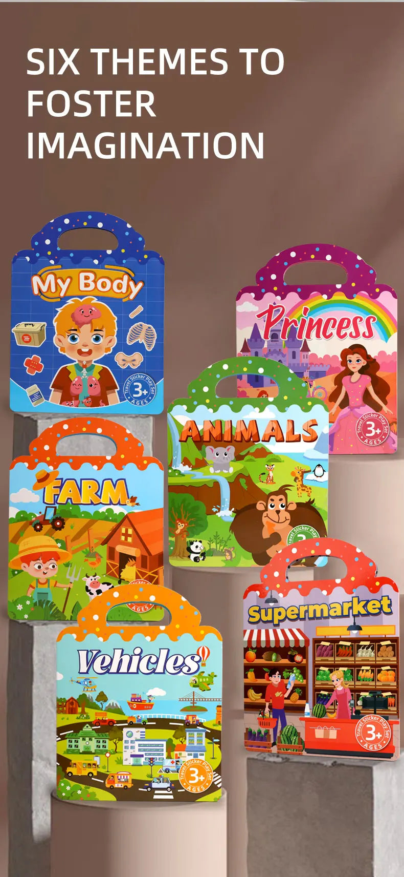 Children's Portable Quiet DIY Reusable Sticker Book Busy Jelly Paste Sticker Multi-scene Bubble Sticker Toys for Fun Learning - ZOOMNSTORE