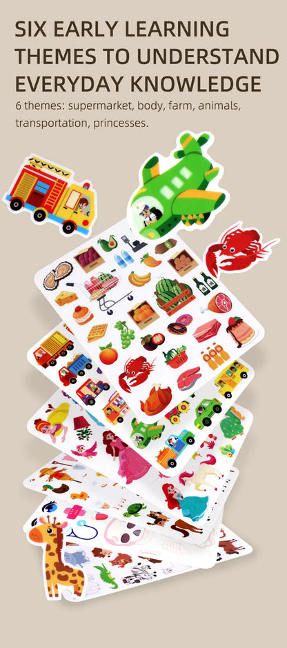 Children's Portable Quiet DIY Reusable Sticker Book Busy Jelly Paste Sticker Multi-scene Bubble Sticker Toys for Fun Learning - ZOOMNSTORE