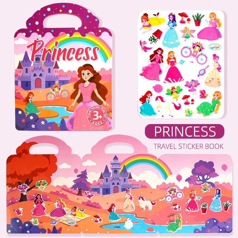 Children's Portable Quiet DIY Reusable Sticker Book Busy Jelly Paste Sticker Multi-scene Bubble Sticker Toys for Fun Learning - ZOOMNSTORE