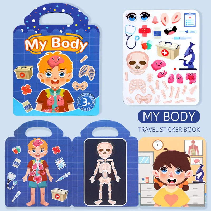 Children's Portable Quiet DIY Reusable Sticker Book Busy Jelly Paste Sticker Multi-scene Bubble Sticker Toys for Fun Learning - ZOOMNSTORE
