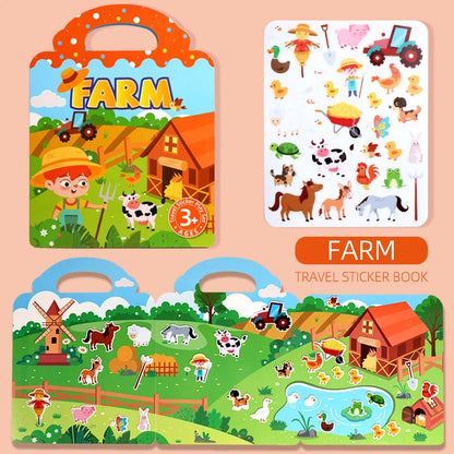Children's Portable Quiet DIY Reusable Sticker Book Busy Jelly Paste Sticker Multi-scene Bubble Sticker Toys for Fun Learning - ZOOMNSTORE