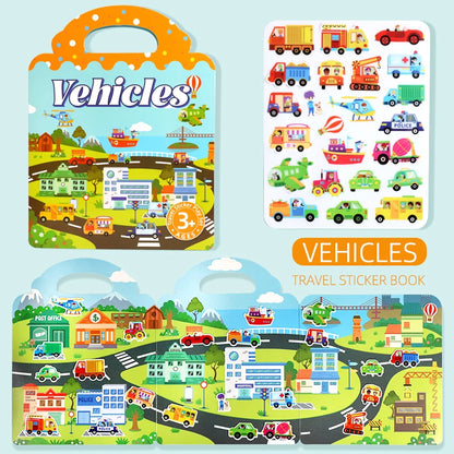 Children's Portable Quiet DIY Reusable Sticker Book Busy Jelly Paste Sticker Multi-scene Bubble Sticker Toys for Fun Learning - ZOOMNSTORE