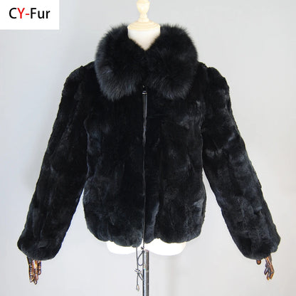Rex Rabbit Fur Coat | Slim Fit Natural Fur Jacket For Women Winter Outerwear - ZOOMNSTORE