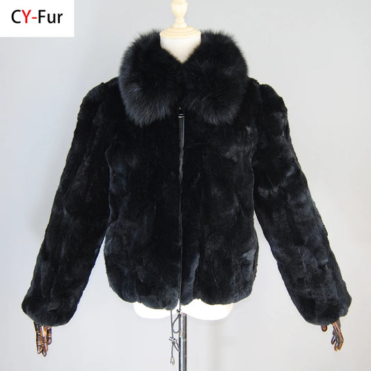 Rex Rabbit Fur Coat | Slim Fit Natural Fur Jacket For Women Winter Outerwear - ZOOMNSTORE
