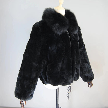 Rex Rabbit Fur Coat | Slim Fit Natural Fur Jacket For Women Winter Outerwear - ZOOMNSTORE