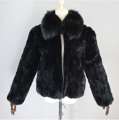 Rex Rabbit Fur Coat | Slim Fit Natural Fur Jacket For Women Winter Outerwear - ZOOMNSTORE