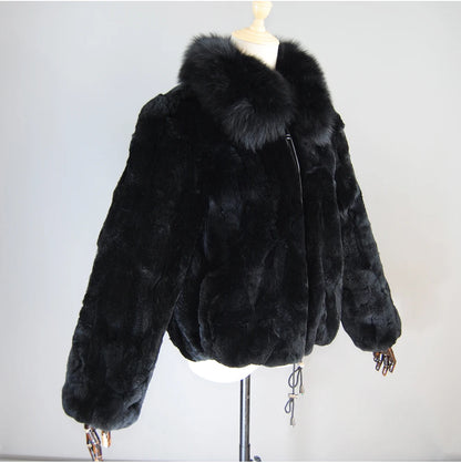 Rex Rabbit Fur Coat | Slim Fit Natural Fur Jacket For Women Winter Outerwear - ZOOMNSTORE