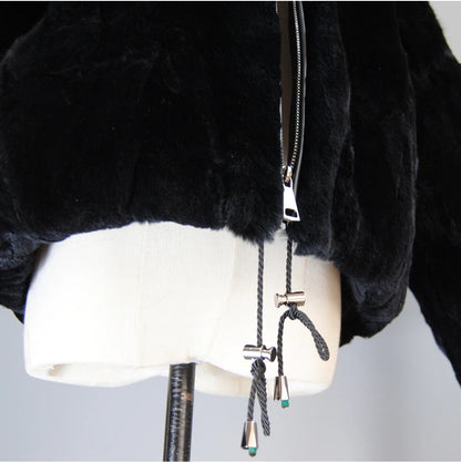 Rex Rabbit Fur Coat | Slim Fit Natural Fur Jacket For Women Winter Outerwear - ZOOMNSTORE
