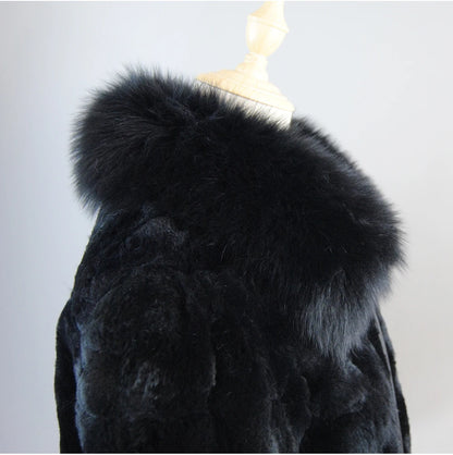 Rex Rabbit Fur Coat | Slim Fit Natural Fur Jacket For Women Winter Outerwear - ZOOMNSTORE