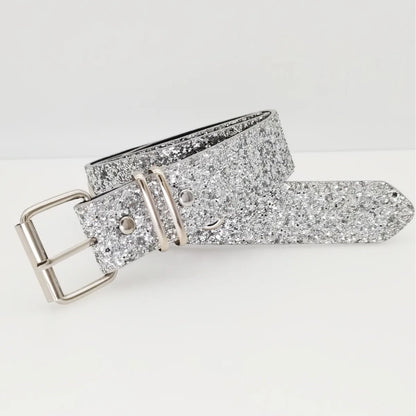 Rhinestone Western Cowgirl Belt - Y2K Sparkling PU Leather Accessory for Women - ZOOMNSTORE