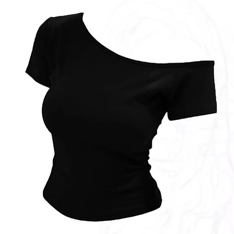Ribbed Cotton Off-Shoulder Top - Slim Fit Summer Tee for Women - ZOOMNSTORE