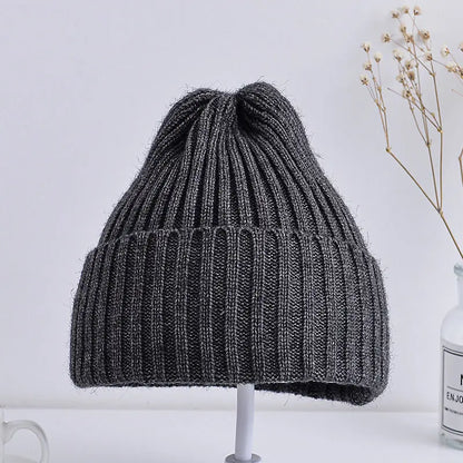 Baby Kids Ribbed Knitted Beanie Hats For Girls Boys Casual Toddlers Windproof Cap 6M-4Years Baby Photography Props Accessories - ZOOMNSTORE