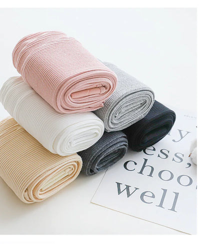 Ribbed Leggings Women - High Waist Cotton Blend Warm Winter Leggings | Casual Threaded Pants - ZOOMNSTORE