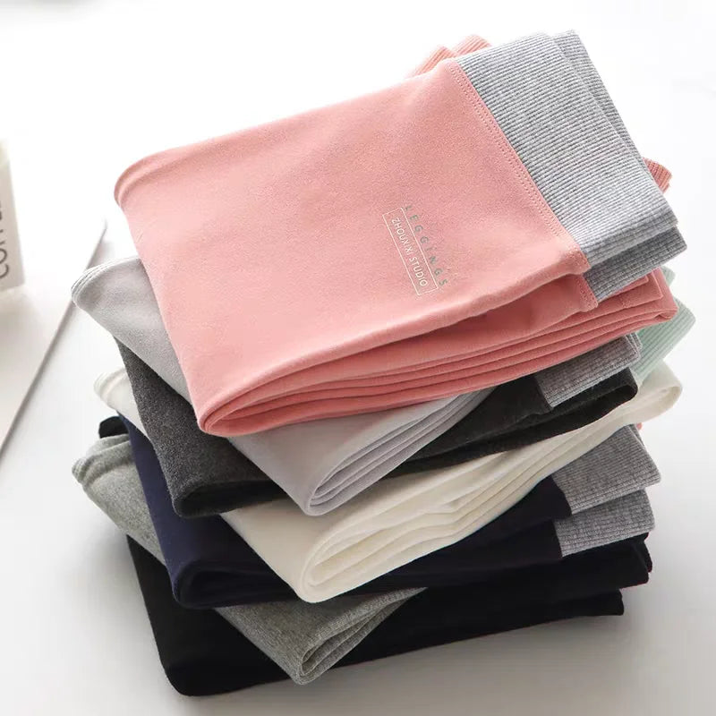 Ribbed Leggings Women - High Waist Cotton Blend Warm Winter Leggings | Casual Threaded Pants - ZOOMNSTORE