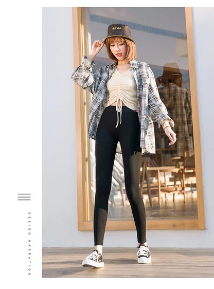 Ribbed Leggings Women - High Waist Cotton Blend Warm Winter Leggings | Casual Threaded Pants - ZOOMNSTORE