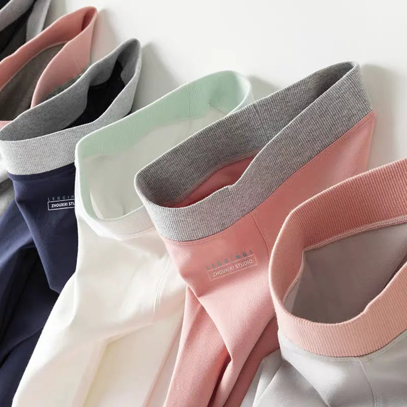 Ribbed Leggings Women - High Waist Cotton Blend Warm Winter Leggings | Casual Threaded Pants - ZOOMNSTORE