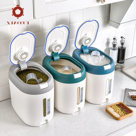 Rice Dispenser - 5KG/10KG Plastic Kitchen Storage Container | Airtight Food Organizer - ZOOMNSTORE