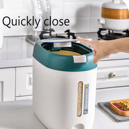 Rice Dispenser - 5KG/10KG Plastic Kitchen Storage Container | Airtight Food Organizer - ZOOMNSTORE