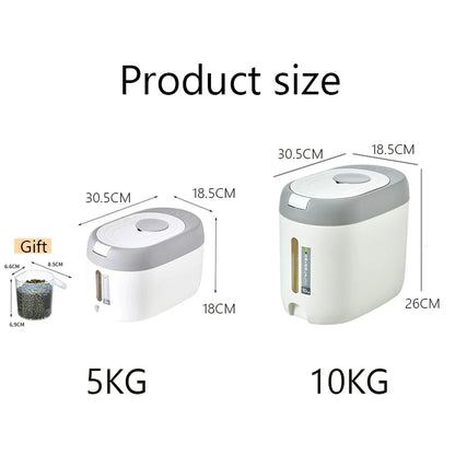 Rice Dispenser - 5KG/10KG Plastic Kitchen Storage Container | Airtight Food Organizer - ZOOMNSTORE